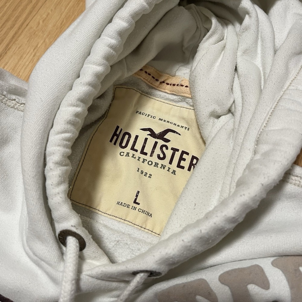 Y2K Vtg Hollister California 1922 Pullover Hoodie Women's Large White Spell Out - Picture 5 of 8